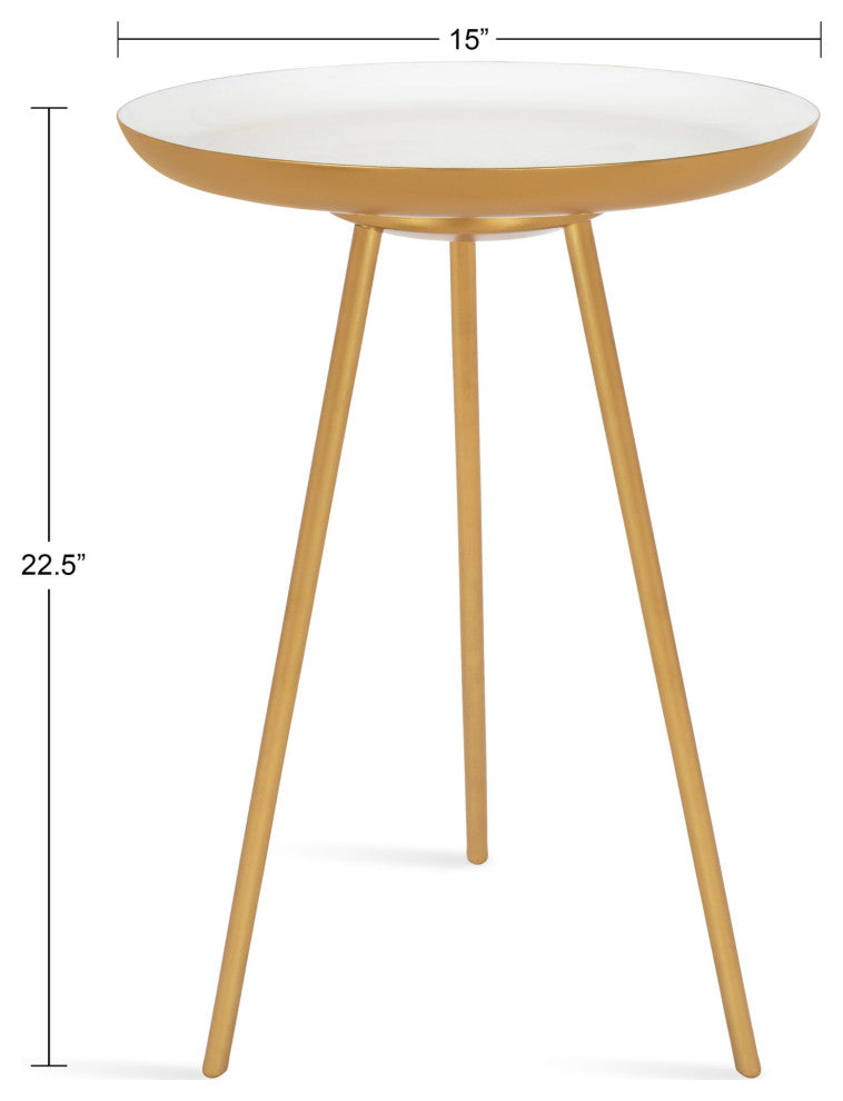 Laranya Round Metal Side Table, Gold
