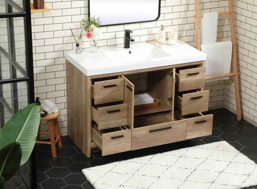 Walker Natural Oak-Light Bathroom Vanity, Natural Oak, 48"