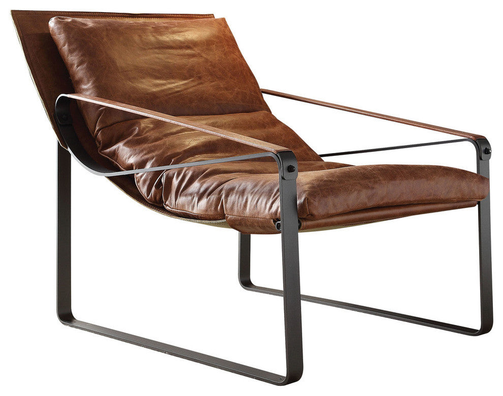 Quoba Top Grain Leather Accent Chair, Cocoa
