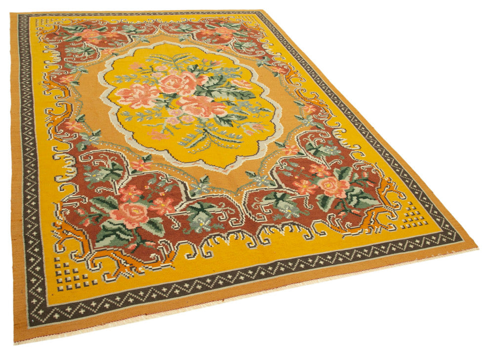 Rug N Carpet - Handmade Moldovian 6' 6'' x 9' 7'' Antique Rose Kilim Rug