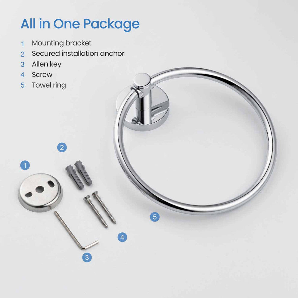 Circular Bathroom Towel Ring, Chrome