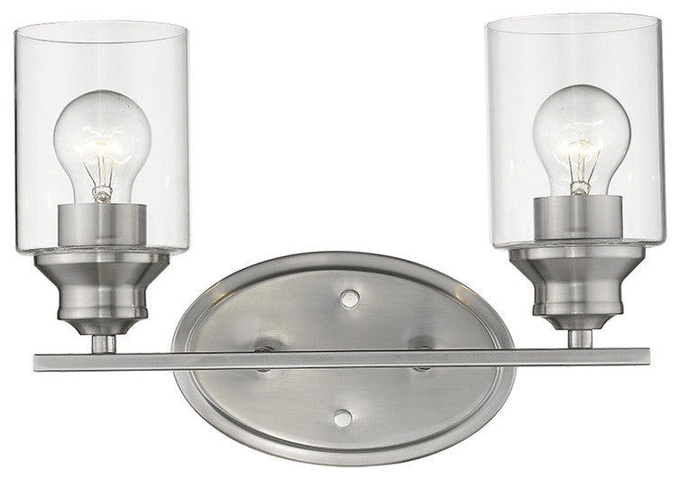 Two Light Silver Wall Light with Clear Glass Shade
