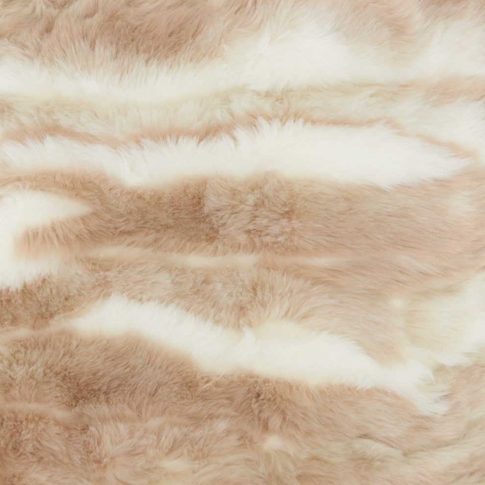 Nourison Home 20"x20" Faux Fur Faux Angora Rabbit Beige Throw Pillows