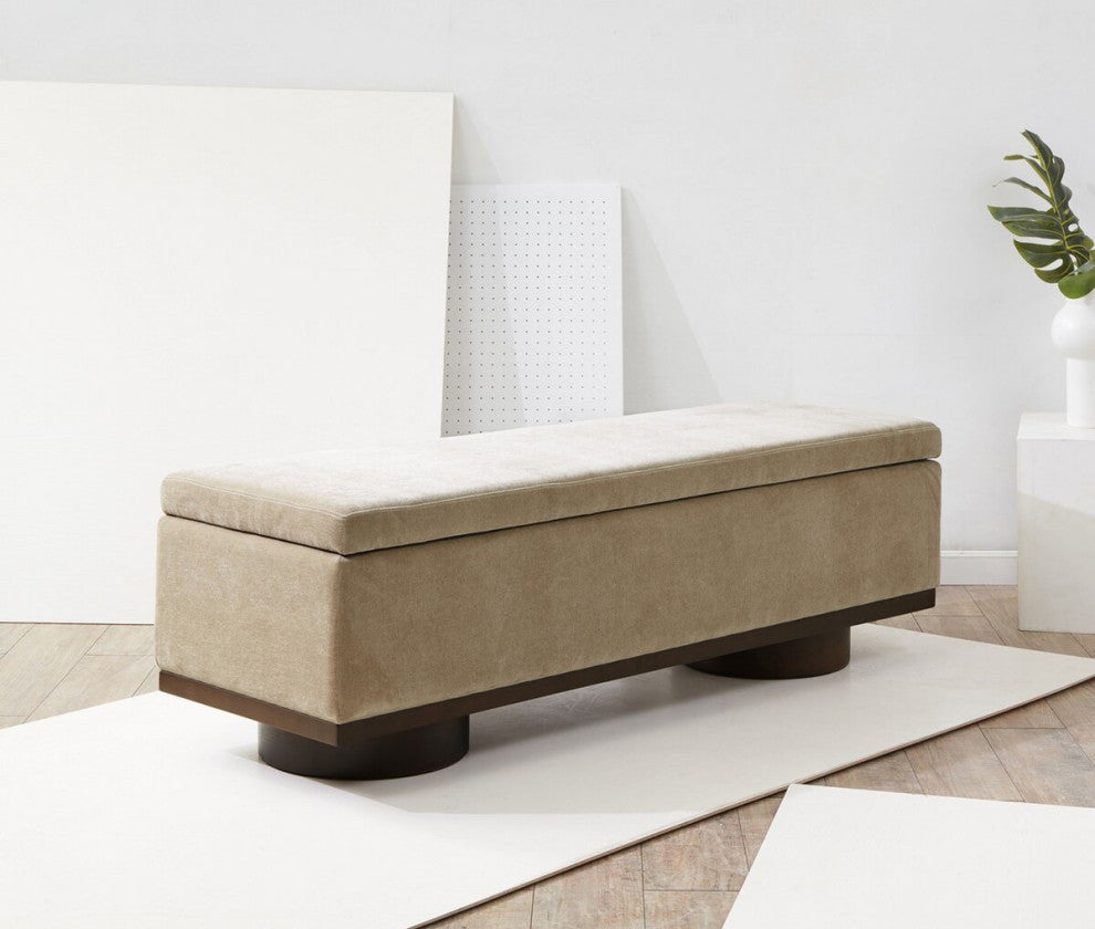 Safavieh Couture Vianna Boucle Bench, Light Brown/Walnut
