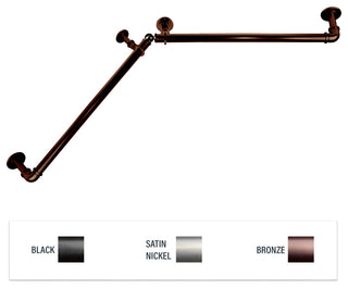 1" Blackout Corner Curtain Rod, Bronze, 48-84"