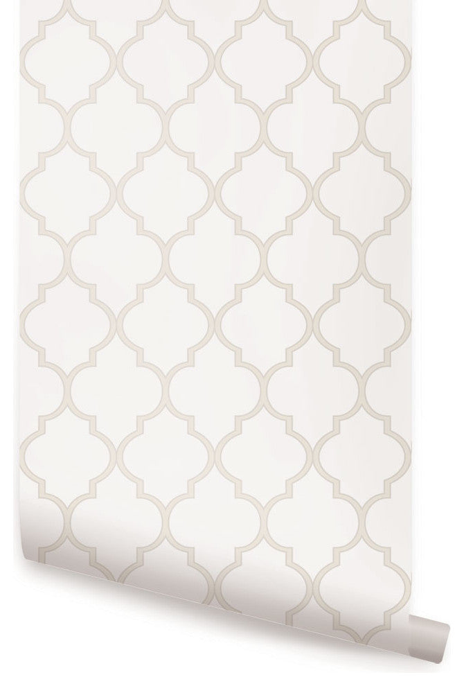 Moroccan Peel and Stick Vinyl Wallpaper, Beige, 24"x108"