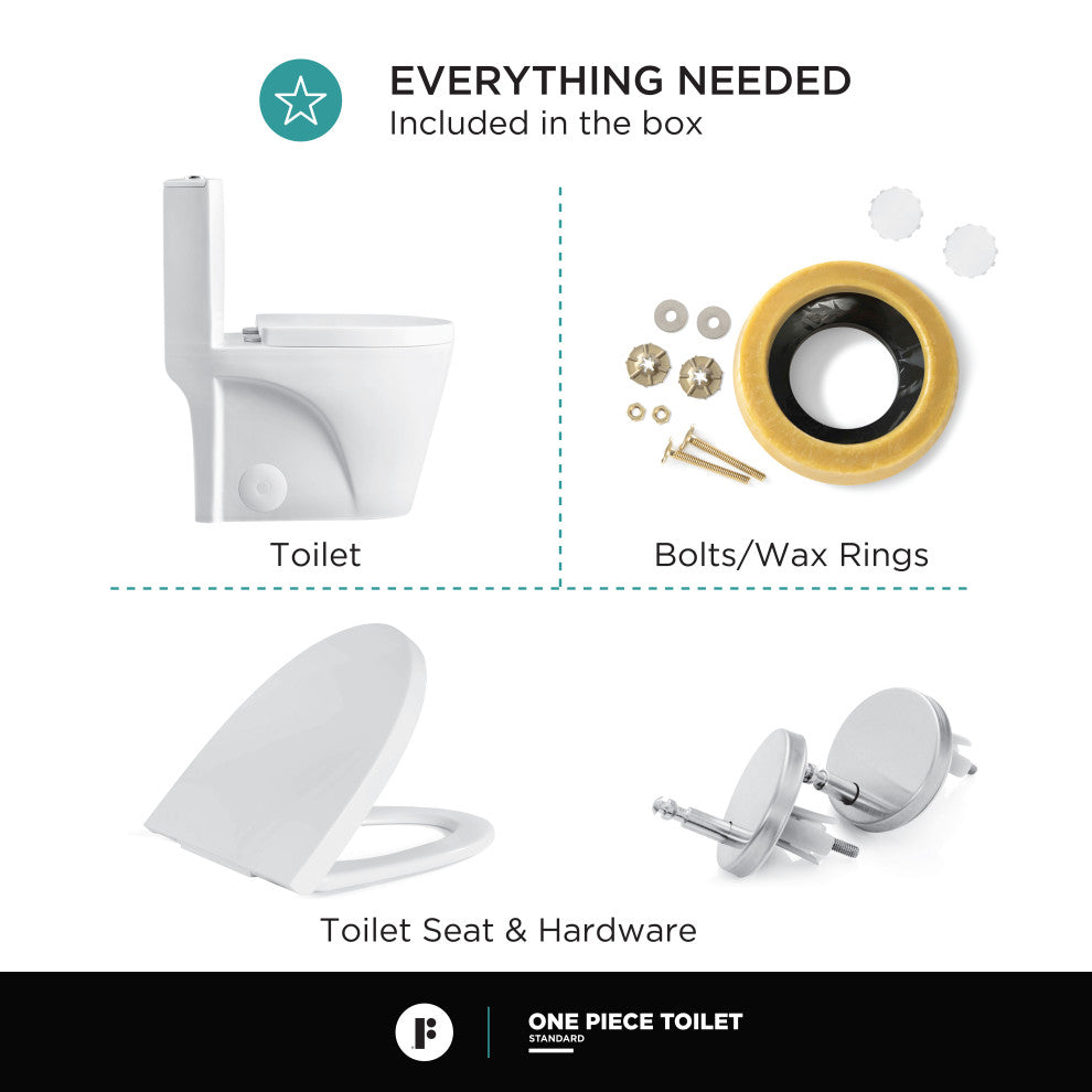 Fine Fixtures Dual-Flush Elongated One-Piece Toilet With High Efficiency Flush, Matte Grey