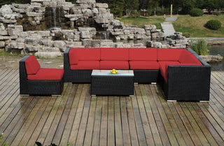 Ohana 8-Piece Deep Seating Sectional Set, Red, Black