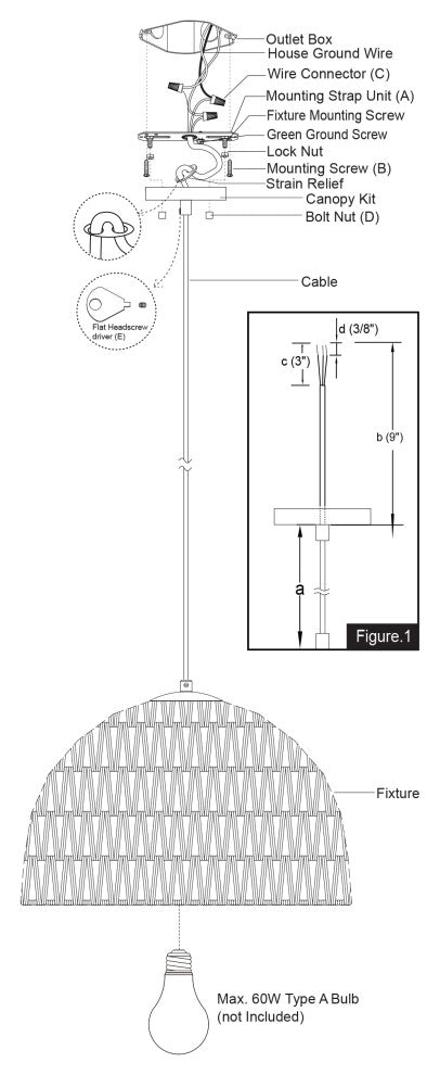 Nassau 1L Matte Black Transitional Pendant Light Natural Woven Rope Shade