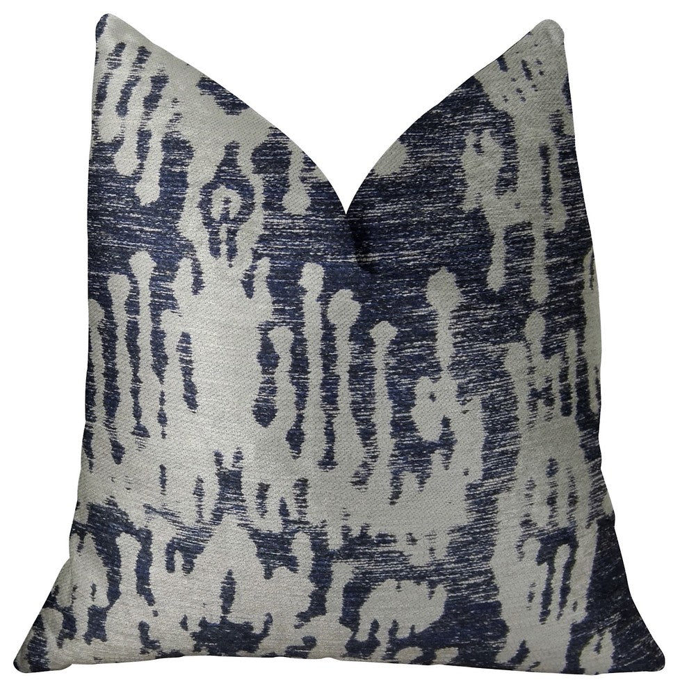 Artsy Canvas Navy Cream Handmade Luxury Pillow, 20"x30" Queen