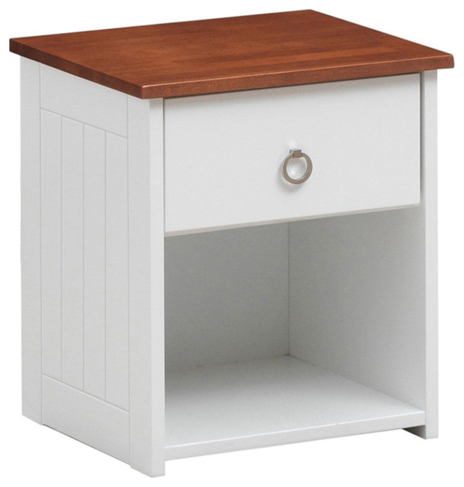 Acme Farah Nightstand White and Oak Finish