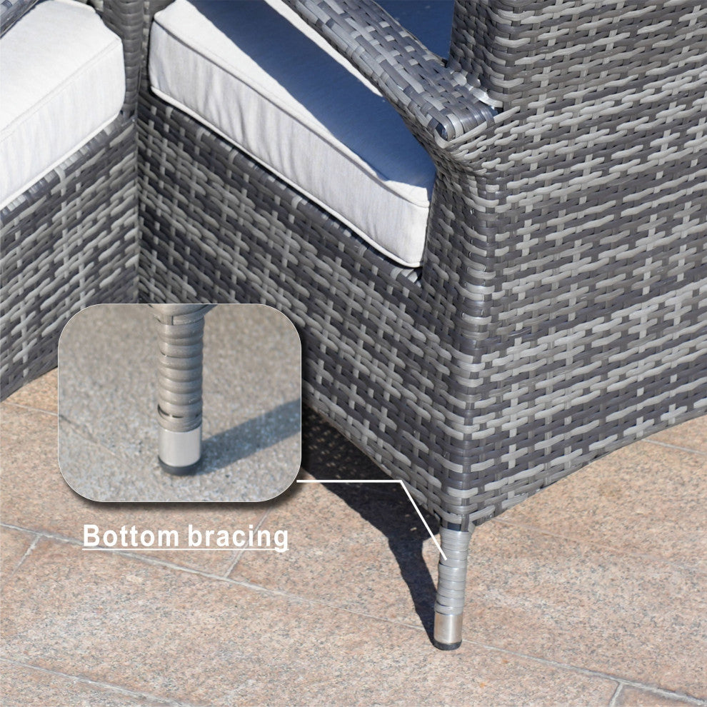 7-Piece Outdoor Wicker Patio Dining Set with 6 Armchairs, Gray