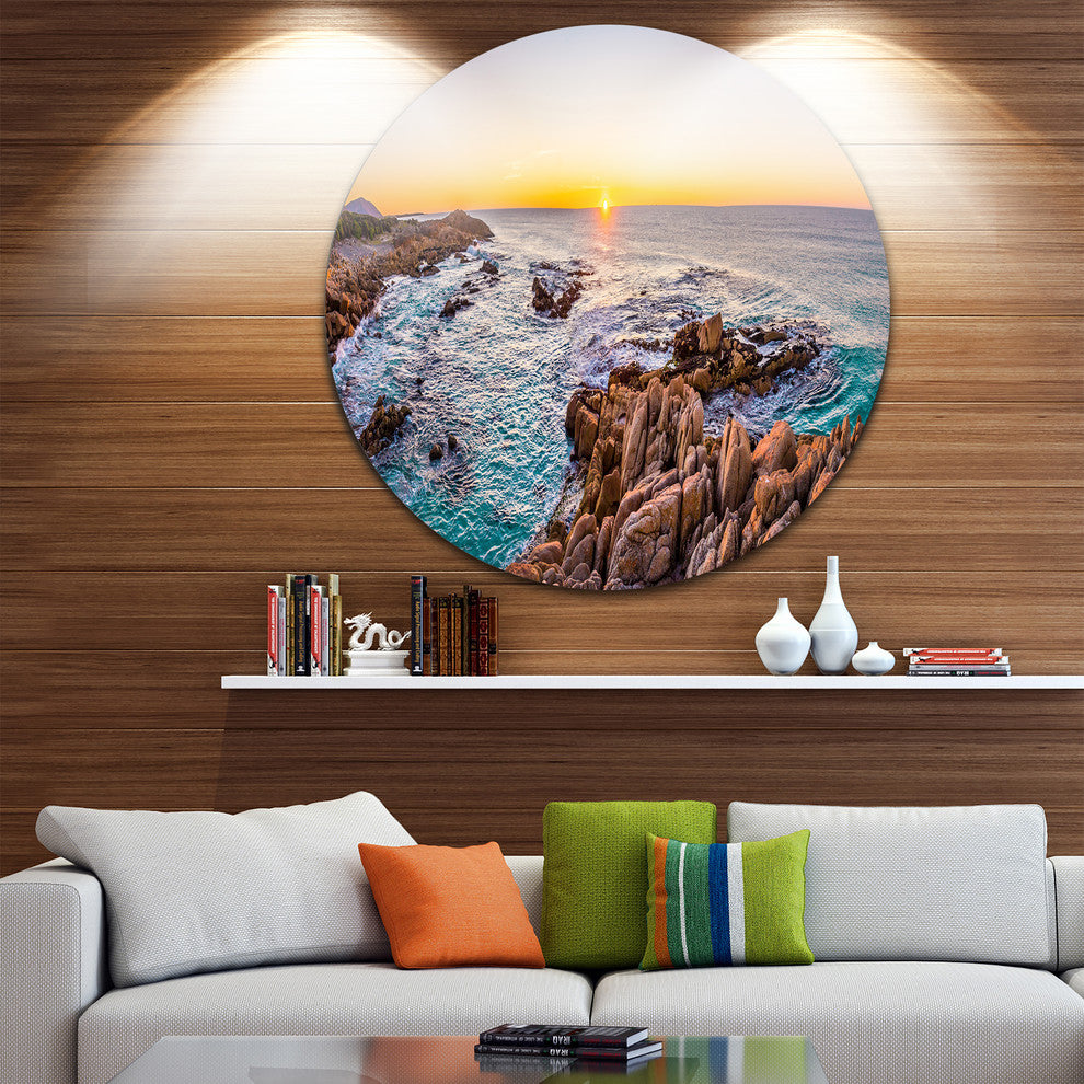 Sunrise At Freycinet Np Beach, Landscape Round Wall Art, 11"