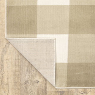 Garson Geometric Squares Area Rug, Beige, 1'10"x7'6"