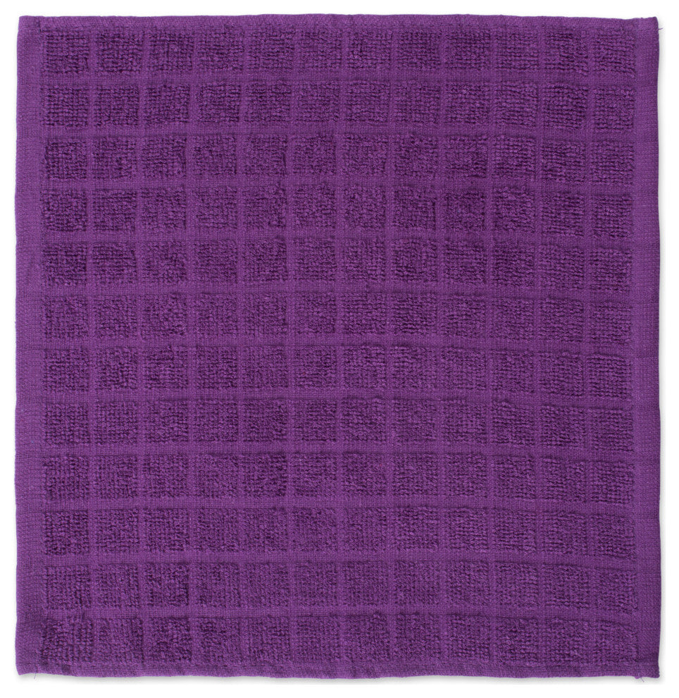 DII Solid Eggplant Windowpane Terry Dishcloth (Set of 6)
