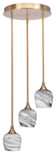 Empire 3-Light Cluster Pendalier, New Age Brass/Onyx Swirl