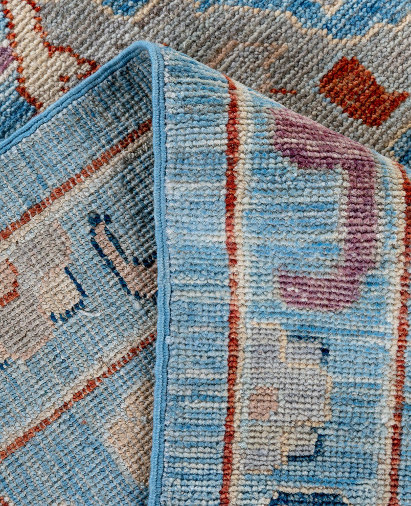 Oushak One-of-a-Kind Hand-Knotted Area Rug Light Blue, 9'2" x 12'8"