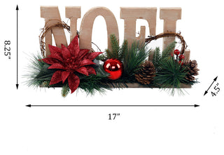 17" Wood NOEL Foral Sign, LG