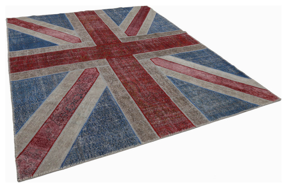 Rug N Carpet - Handmade Oriental 8' 2'' x 10' 1'' Flag Patchwork Rug