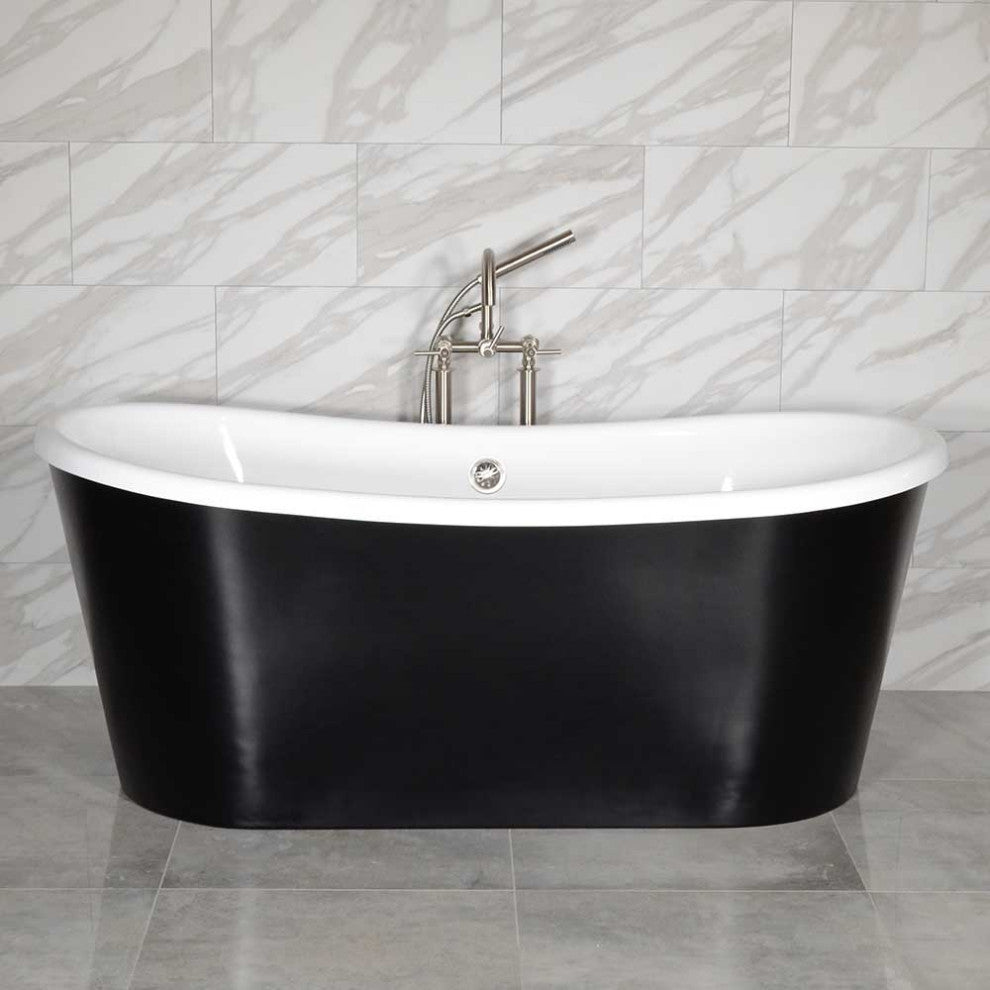 Sansiro Sorrentino-BLKSK73'' 73" Acrylic French Bateau Skirted Tub Black