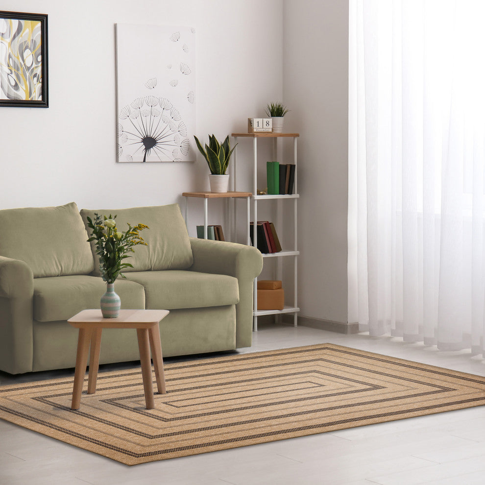 Sahara Multi Border Indoor/Outdoor Rug Natural 7'10"x9'10"