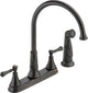 Delta Cassidy Two Handle Kitchen Faucet With Spray, Venetian Bronze, 2497LF-RB