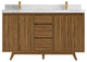 Madison Teak 60 Double Bathroom Vanity in Dark Natural 2" Calacatta Nuvo