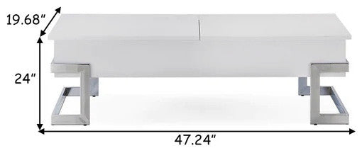 Benzara BM185788 Wooden Coffee Table With Lift Top Storage Space, White