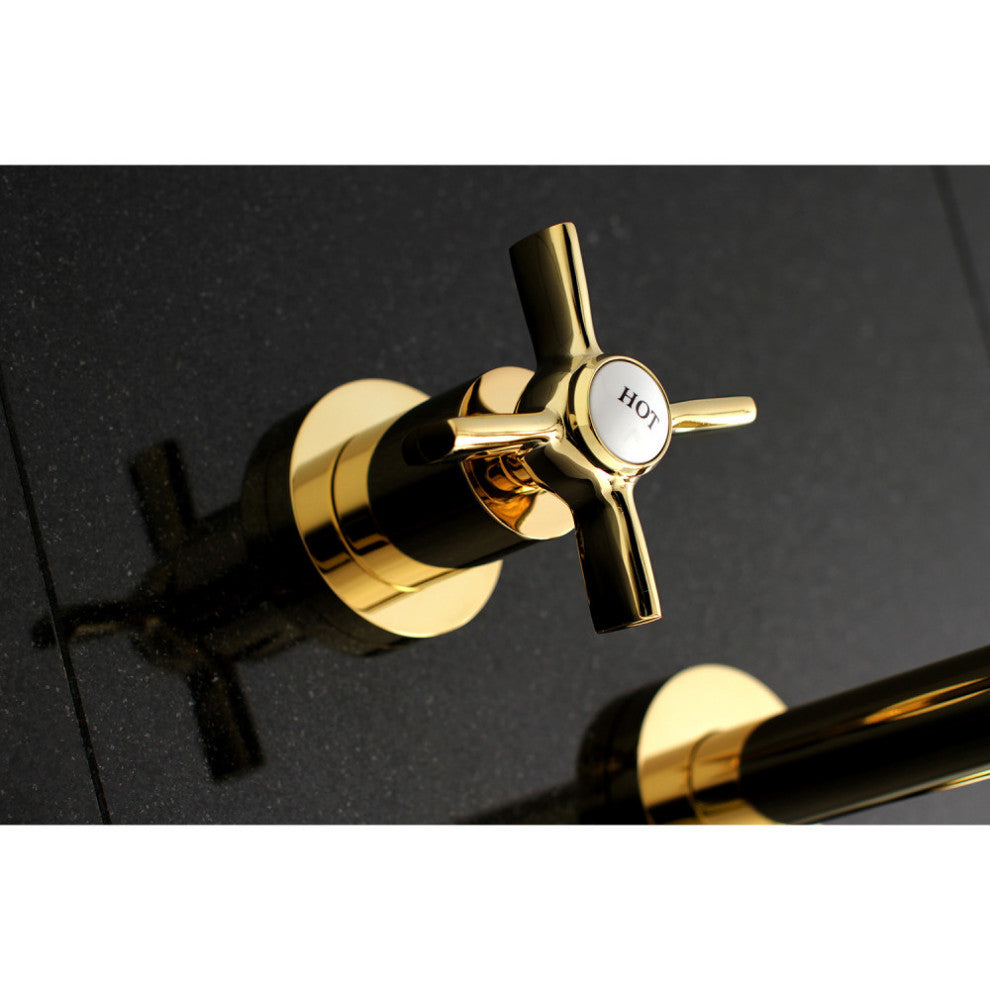 Kingston Brass 2-Handle Wall Mount Roman Tub Faucet, Polished Brass