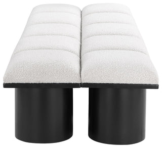 Pavilion Boucle Fabric Upholstered 10-Piece Modular Bench, Cream, Black Finish