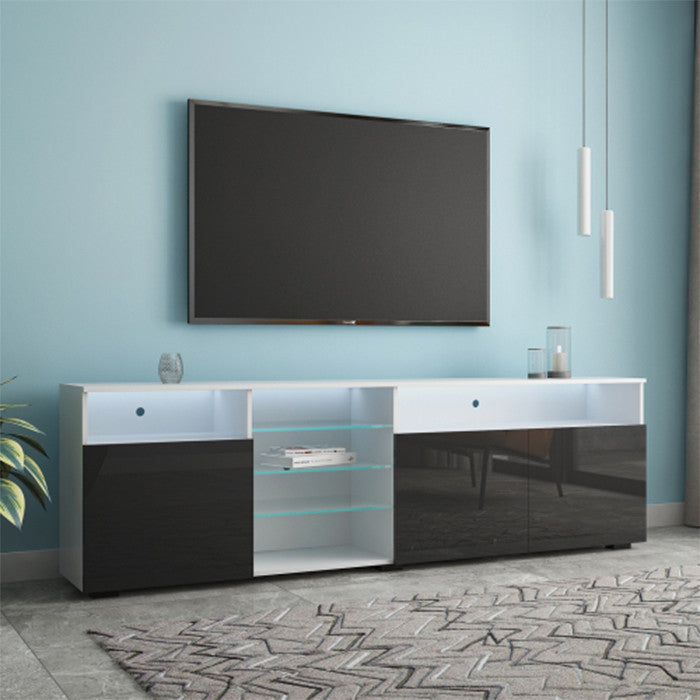 Modern TV Stand with LEDs Black MDF TV cabinet