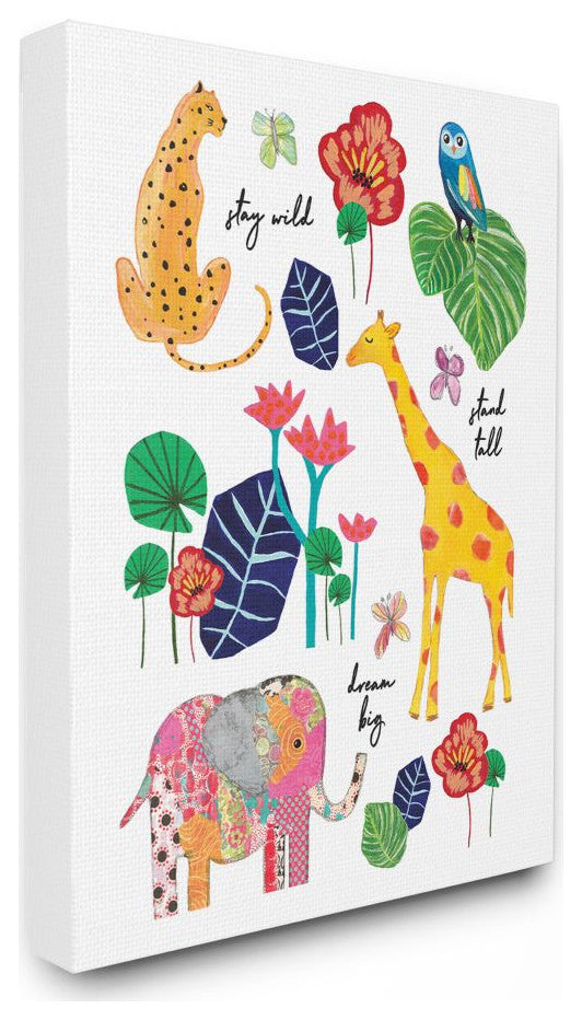 Jungle Animal Illustration with Motivational Phrases30x40