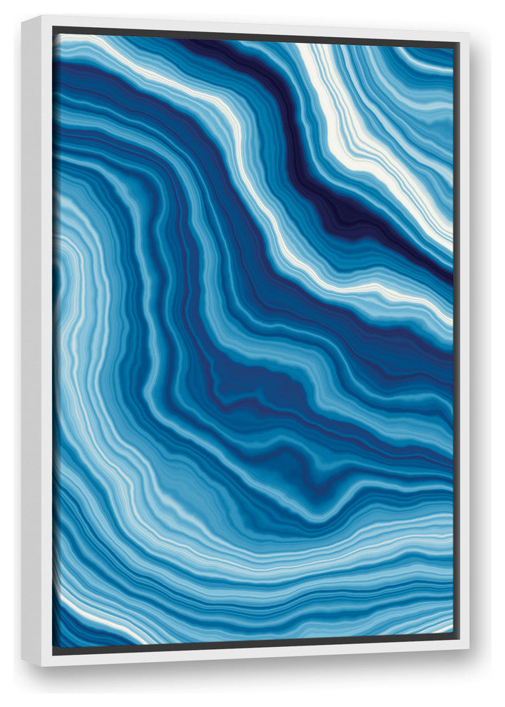 Approach and Echo Geode Abstract 30x40 White Floating Framed Canvas
