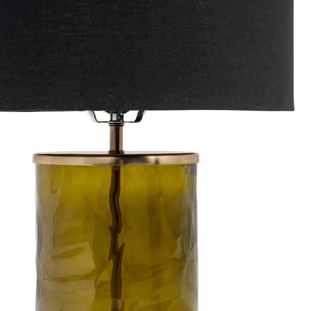 Klara 22" Green Glass Table Lamp With Black Shade