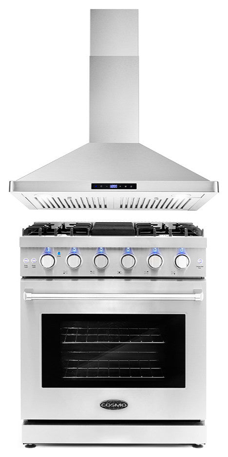 2-Piece Kitchen, 30" Gas Range and 30" Wall Mount Range Hood