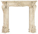 Decorative Wood Fireplace Mantel Ornate, Distressed Cream