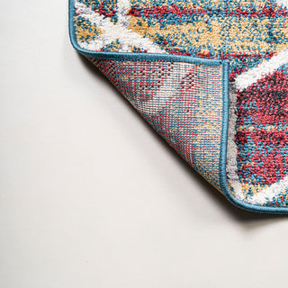 Tumbling Blocks Geometric Multi/White 2'x8' Runner Rug