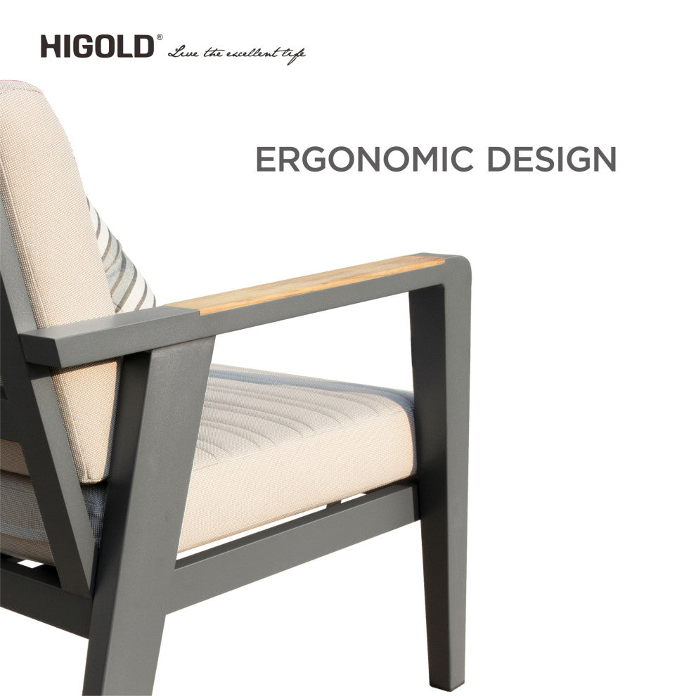 Emoti Aluminum Teak Patio Single Sofa - Series 6977