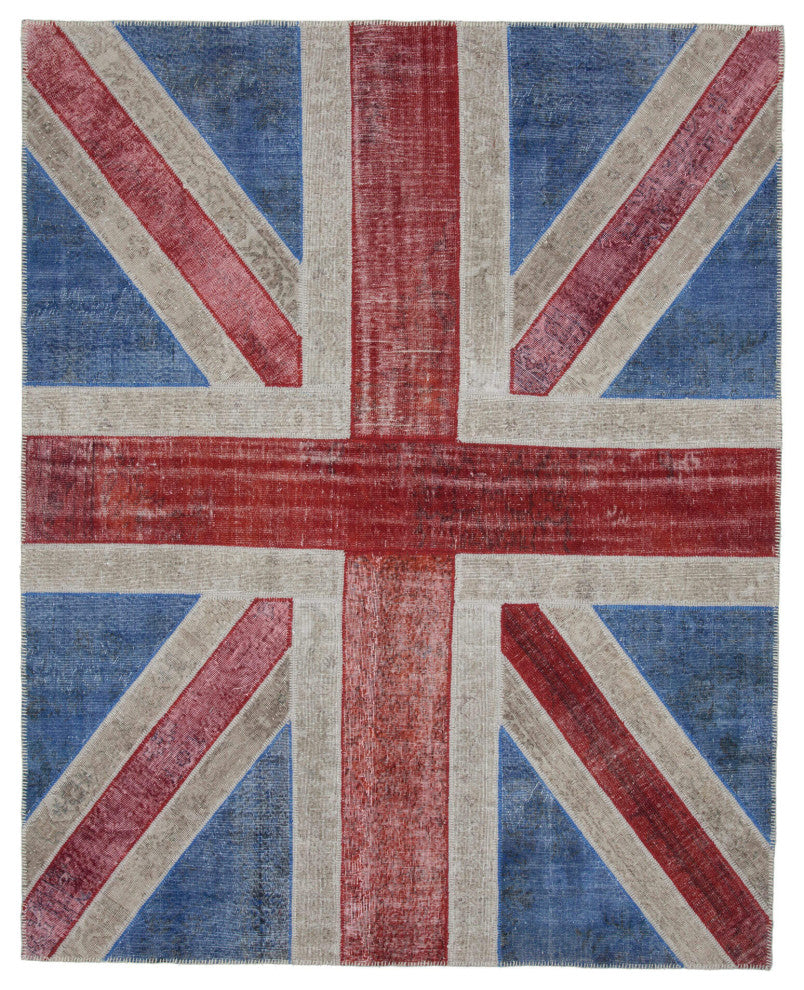 Rug N Carpet - Hand-knotted Anatolian 8' 2'' x 10' 2'' Flag Patchwork Rug