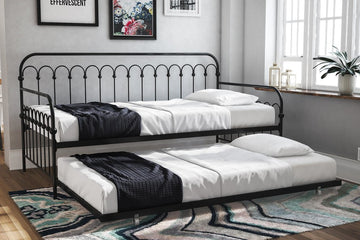 Novogratz Bright Pop Twin Metal Daybed with Roll Out Trundle in Black