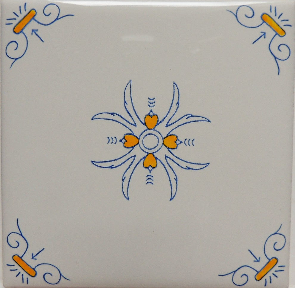 Delft Oxen Corners Historic Center Flower, Set of 3