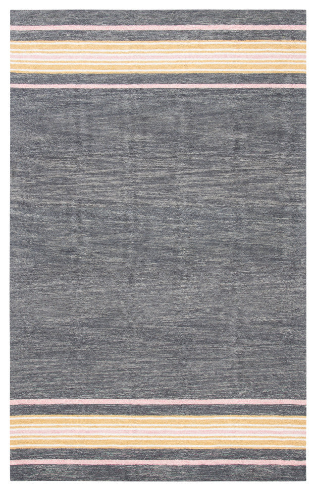 Safavieh Metro Met611H Striped Rug, Charcoal and Pink, 8'0"x10'0"