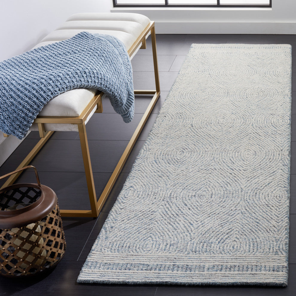 Safavieh Couture Abstract Collection, ABT340 Rug, Ivory/Blue, 2'3"x10'