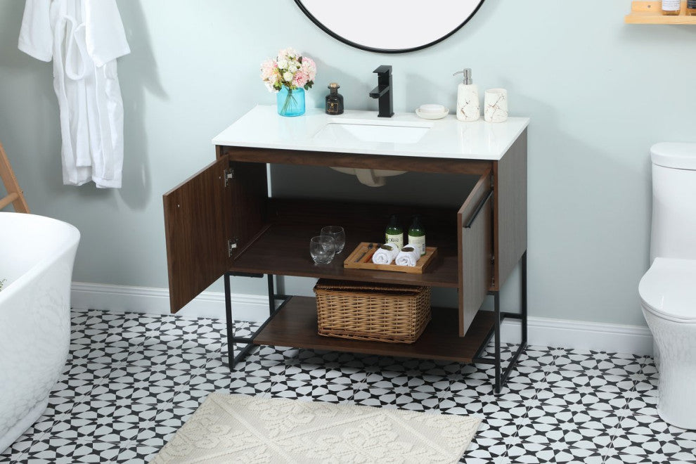 Sue 40" Single Bathroom Vanity, Walnut