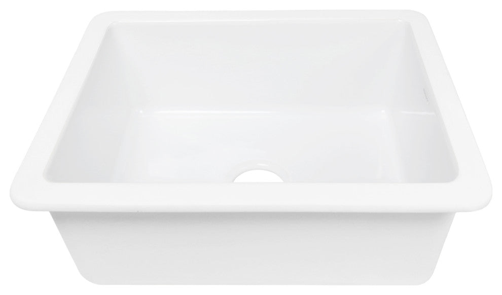 Eden Crisp White Fireclay 23" Single Bowl Undermount Kitchen Sink