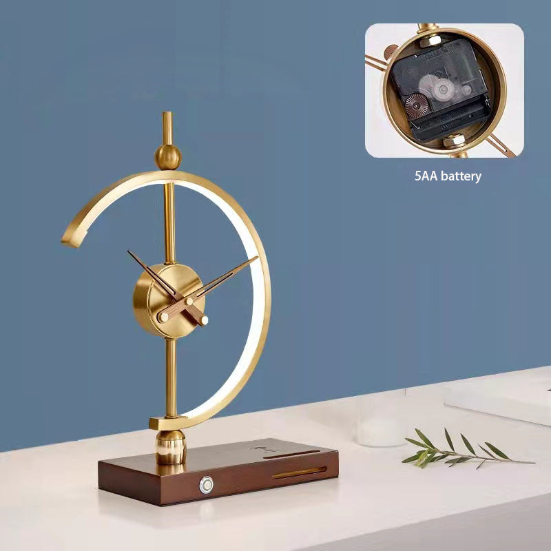 Gold LED Table Lamp with Clock & Wireless Charger