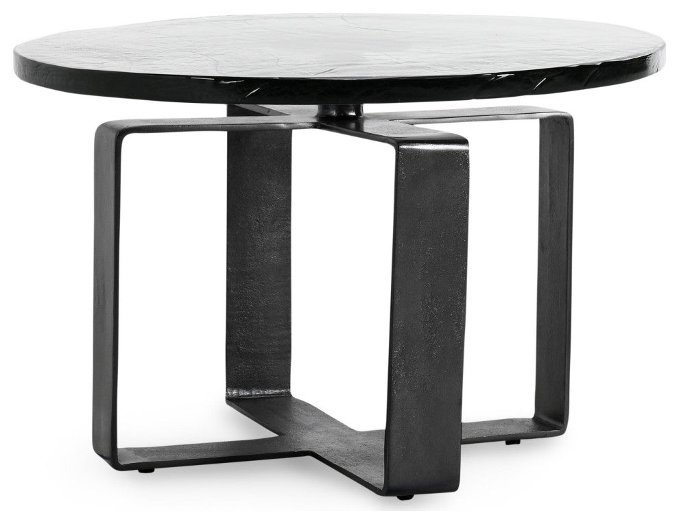 Kosas Home Keith 28" Glass Black Coffee Table