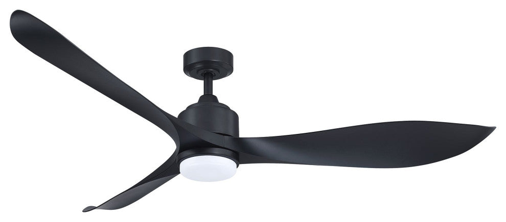 66 in Modern LED Ceiling Fan with 3 Blades and Remote Control, Black