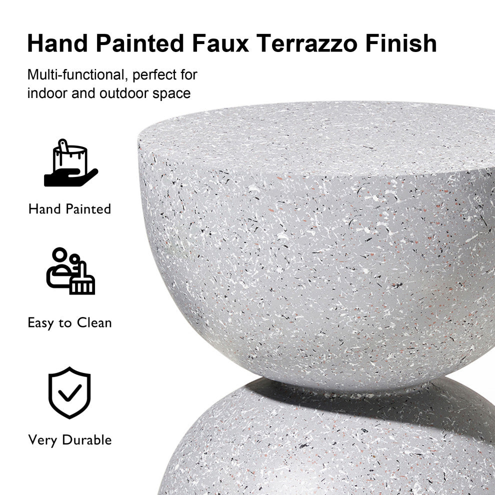 17.75'' Multi-Functional Mgo Sand Terrazzo Garden Stool, Gray