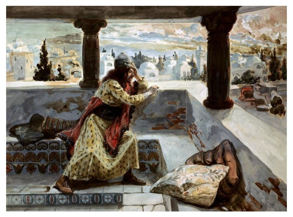 "David Sees Bath-Sheba Bathing" Digital Paper Print by James Tissot, 24"x18"